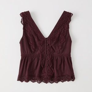 Abercrombie and Fitch Burgundy Lace Tank